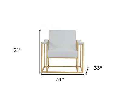 31" White And Gold Faux Leather Lounge Chair HomeRoots