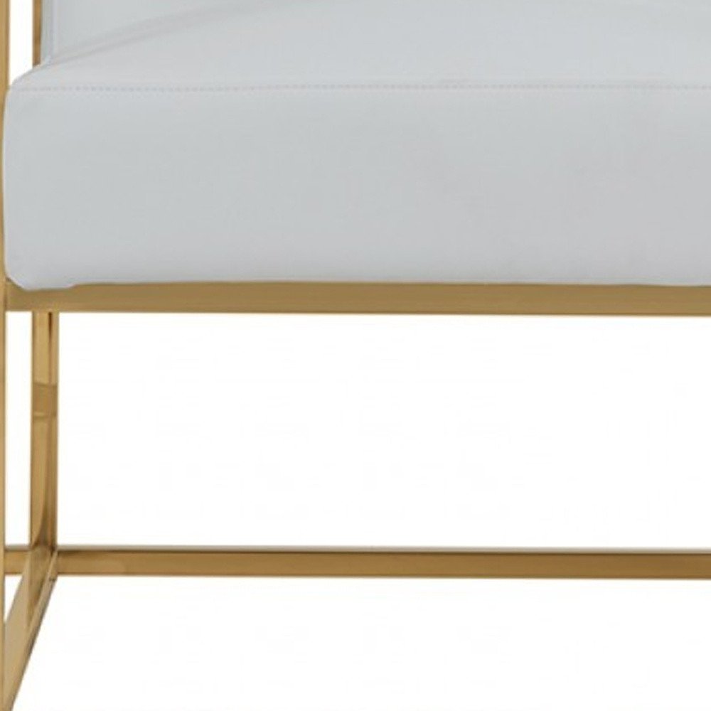 31" White And Gold Faux Leather Lounge Chair HomeRoots