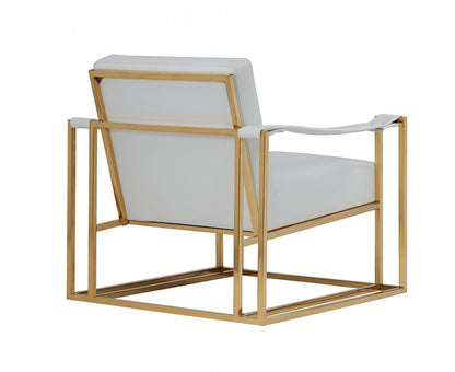 31" White And Gold Faux Leather Lounge Chair HomeRoots