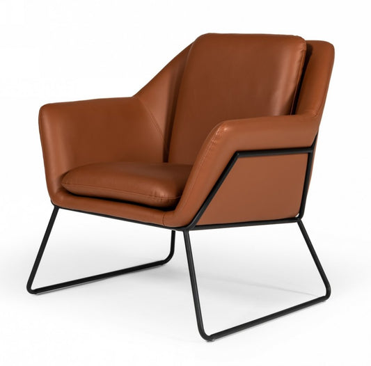 31" Brown And Black Faux Leather Lounge Chair HomeRoots