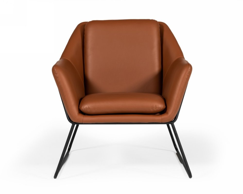 31" Brown And Black Faux Leather Lounge Chair HomeRoots
