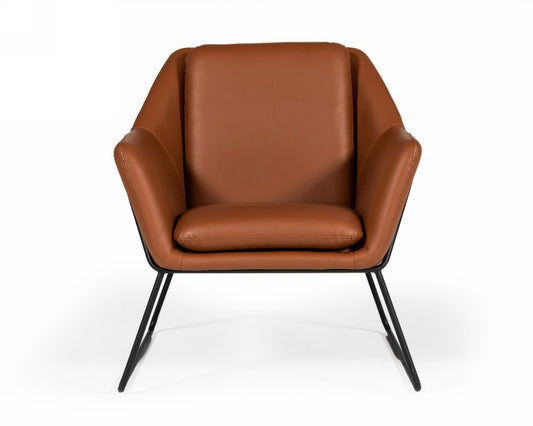 31" Brown And Black Faux Leather Lounge Chair HomeRoots