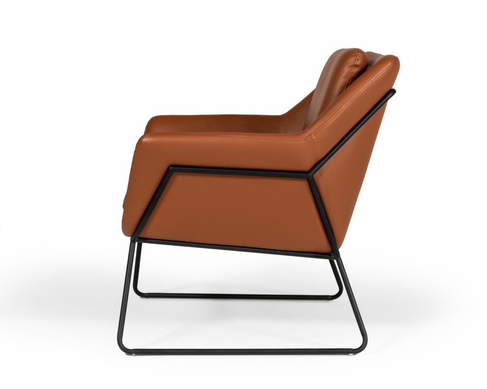 31" Brown And Black Faux Leather Lounge Chair HomeRoots