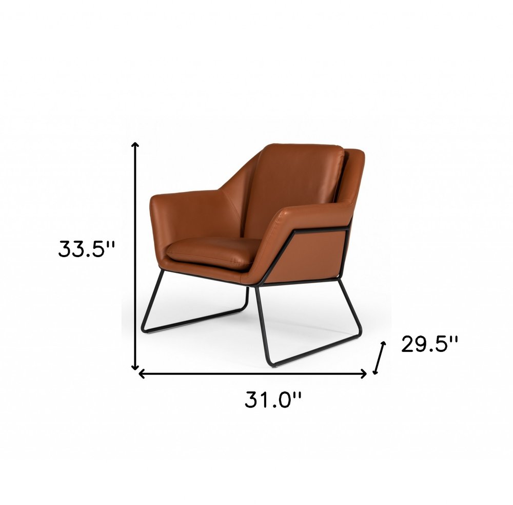 31" Brown And Black Faux Leather Lounge Chair HomeRoots