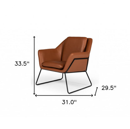 31" Brown And Black Faux Leather Lounge Chair HomeRoots