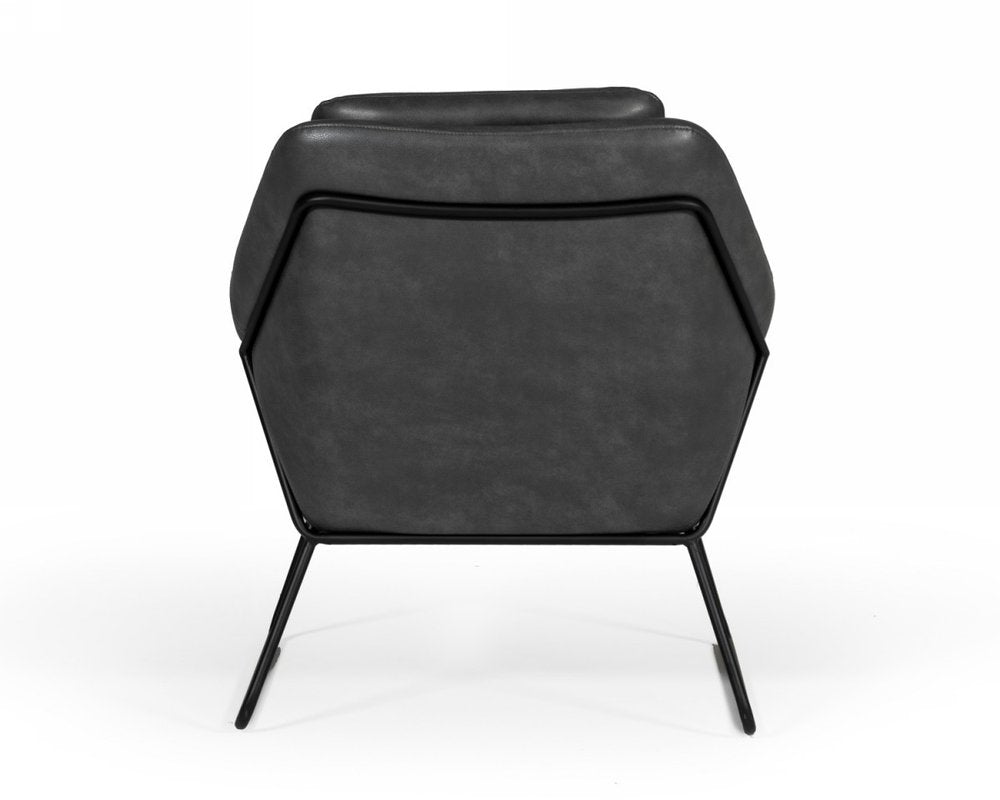 31" Dark Gray And Black Faux Leather Lounge Chair HomeRoots