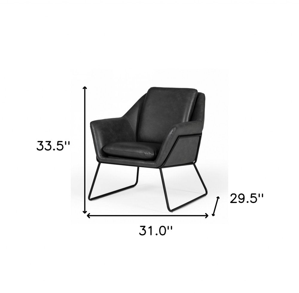 31" Dark Gray And Black Faux Leather Lounge Chair HomeRoots