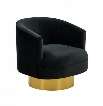 31" Black And Gold Velvet Barrel Chair HomeRoots