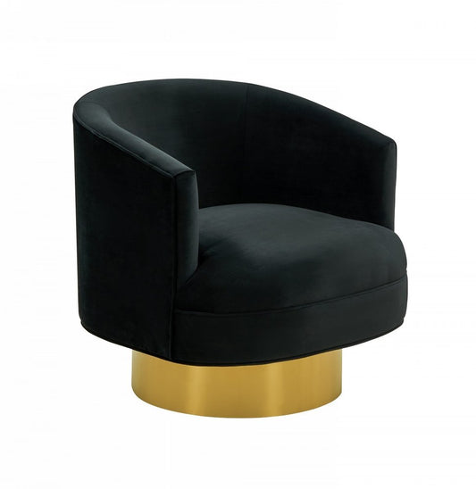 31" Black And Gold Velvet Barrel Chair HomeRoots