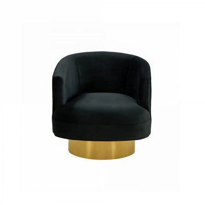 31" Black And Gold Velvet Barrel Chair HomeRoots