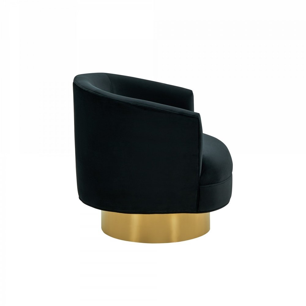 31" Black And Gold Velvet Barrel Chair HomeRoots