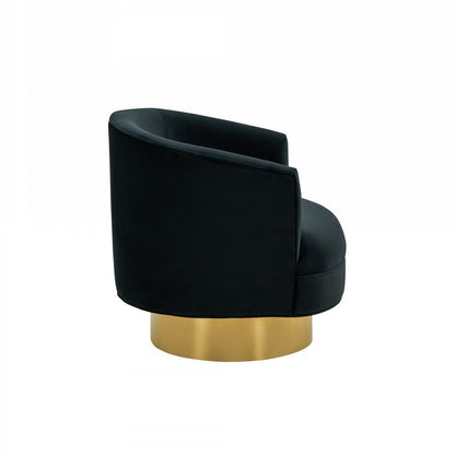 31" Black And Gold Velvet Barrel Chair HomeRoots