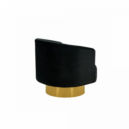 31" Black And Gold Velvet Barrel Chair HomeRoots