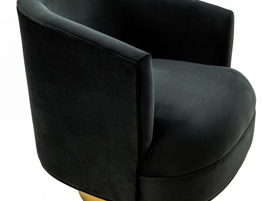 31" Black And Gold Velvet Barrel Chair HomeRoots