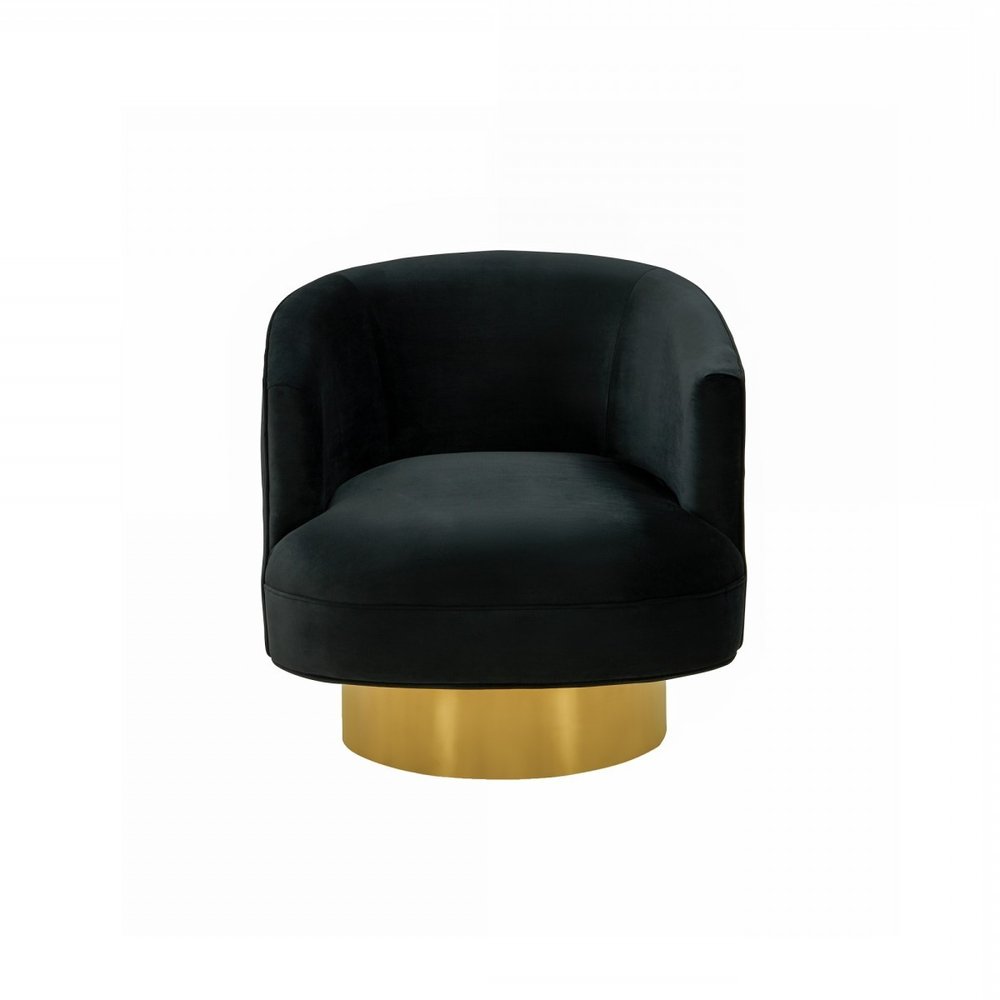 31" Black And Gold Velvet Barrel Chair HomeRoots