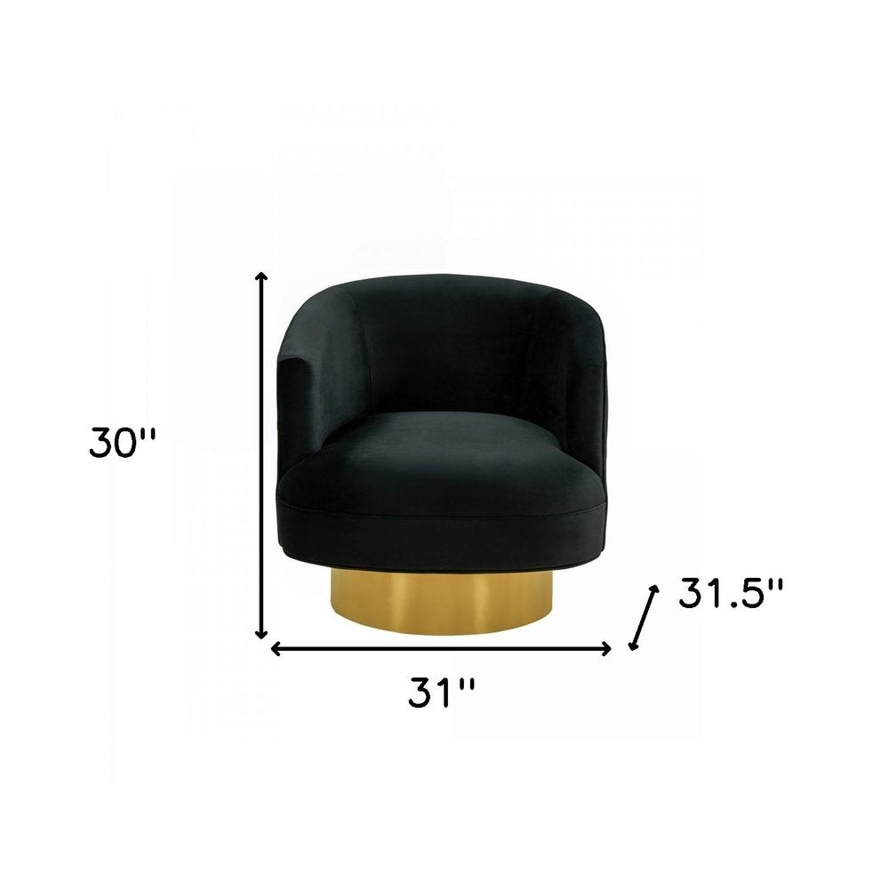31" Black And Gold Velvet Barrel Chair HomeRoots