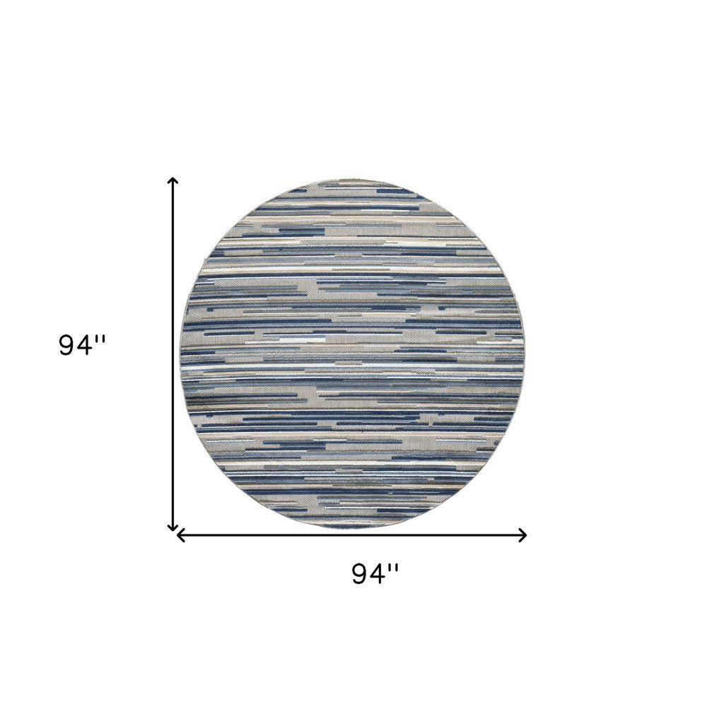 7' X 9' Blue And Gray Abstract Stripe Indoor Outdoor Area Rug HomeRoots