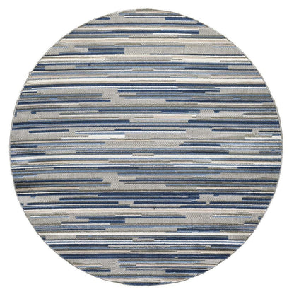7' X 9' Blue And Gray Abstract Stripe Indoor Outdoor Area Rug HomeRoots