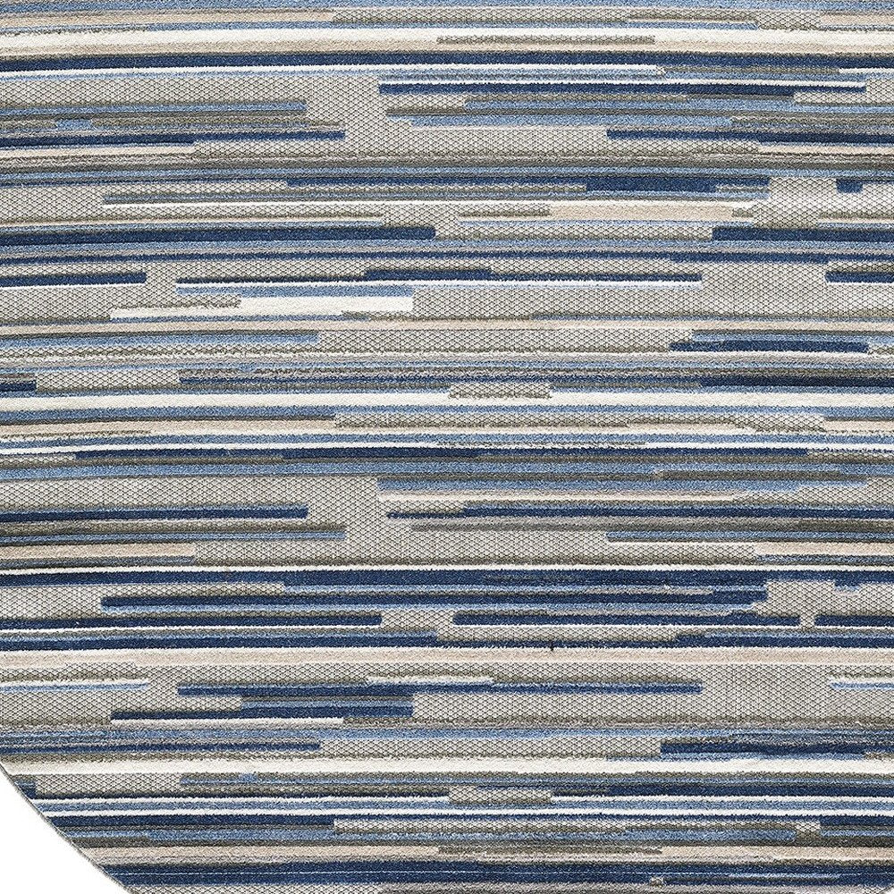 7' X 9' Blue And Gray Abstract Stripe Indoor Outdoor Area Rug — view 14