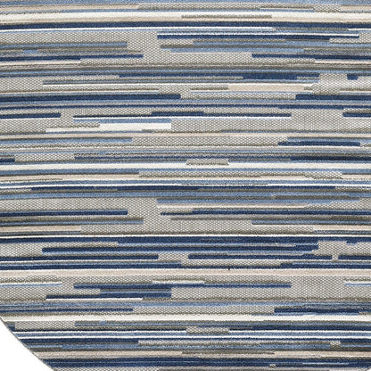 7' X 9' Blue And Gray Abstract Stripe Indoor Outdoor Area Rug HomeRoots