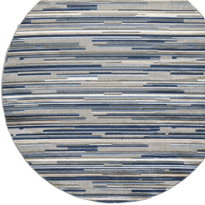 7' X 9' Blue And Gray Abstract Stripe Indoor Outdoor Area Rug HomeRoots