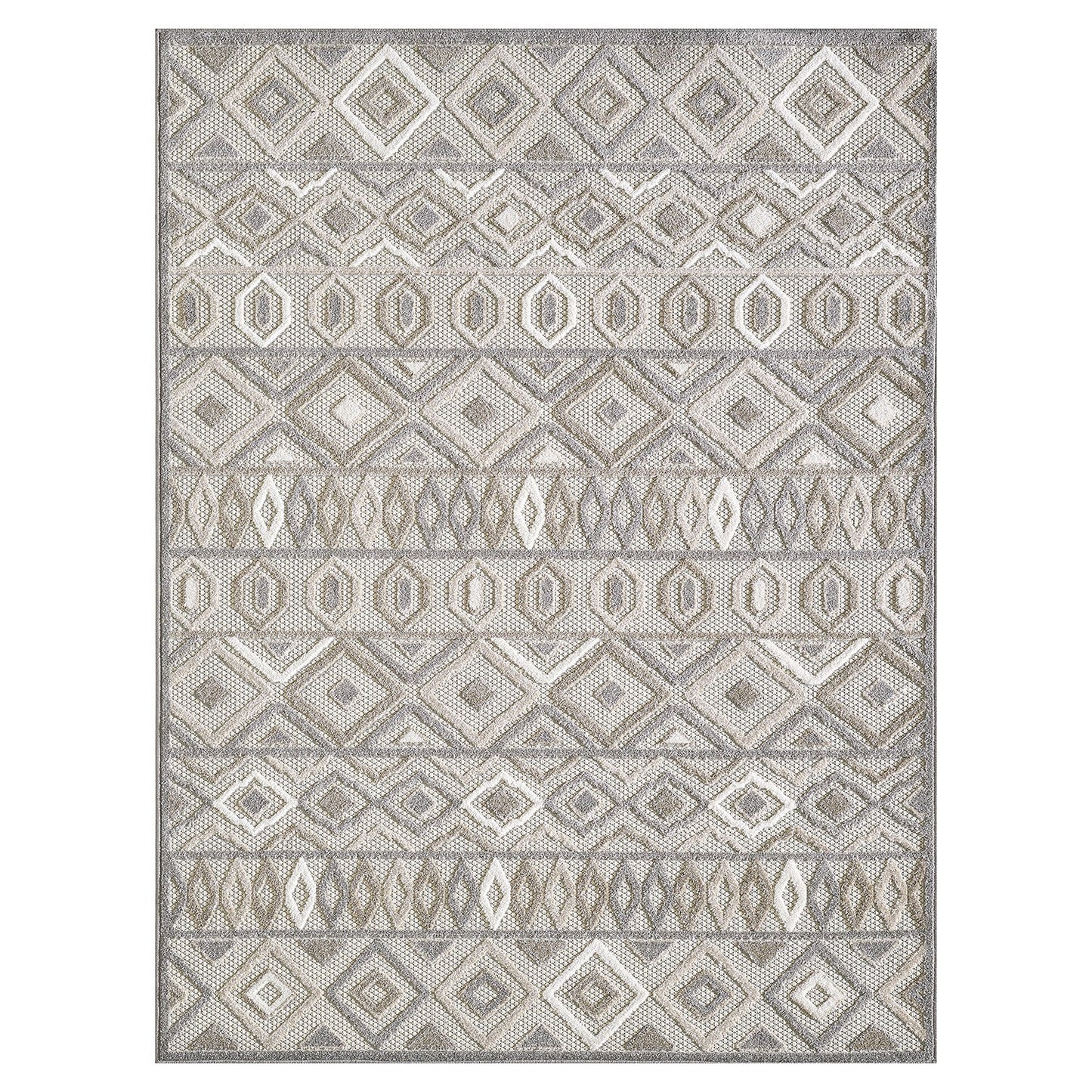 8‚Äô X 10‚Äô Gray Ivory Aztec Pattern Indoor Outdoor Area Rug