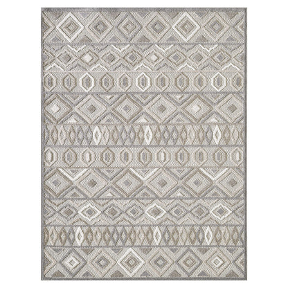 8‚Äô X 10‚Äô Gray Ivory Aztec Pattern Indoor Outdoor Area Rug