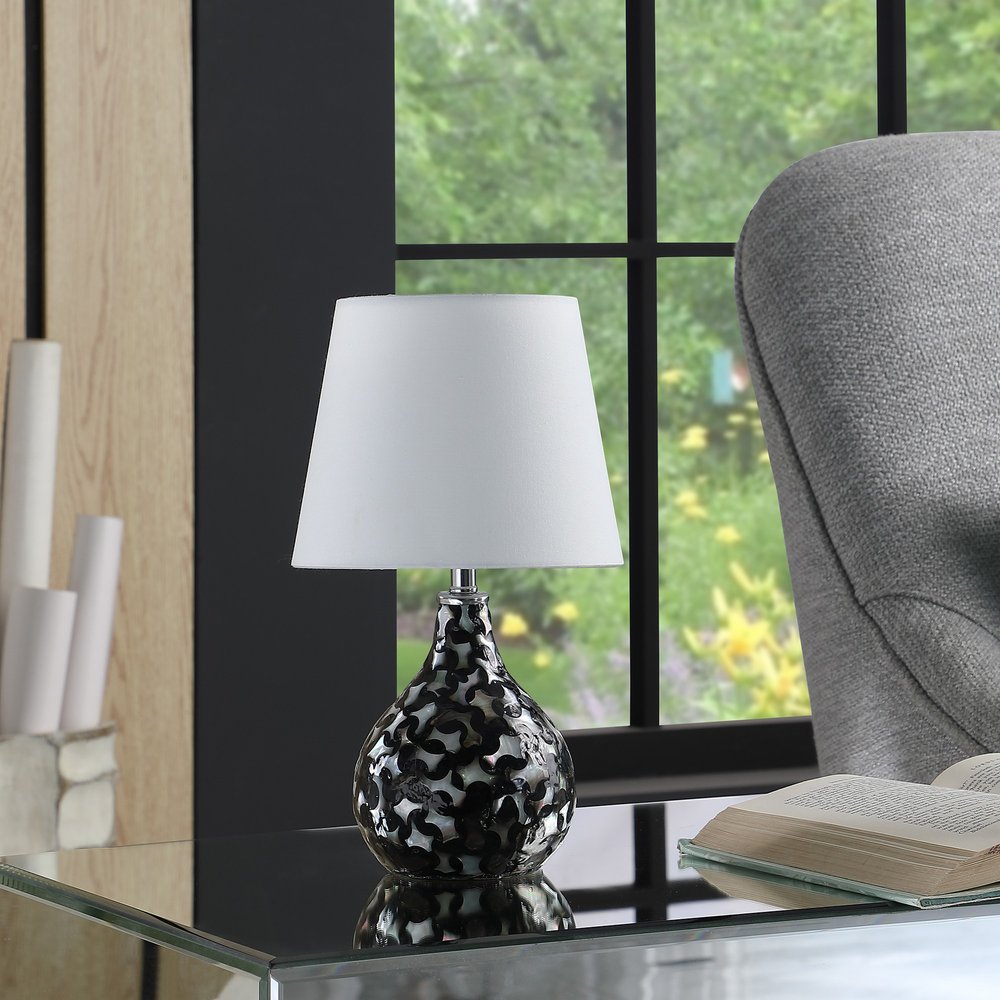 12" Black Table Lamp With White Globe Shade HomeRoots