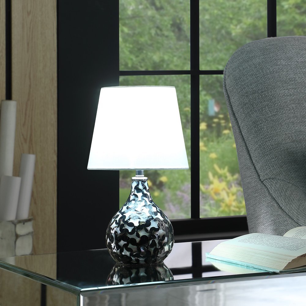 12" Black Table Lamp With White Globe Shade HomeRoots