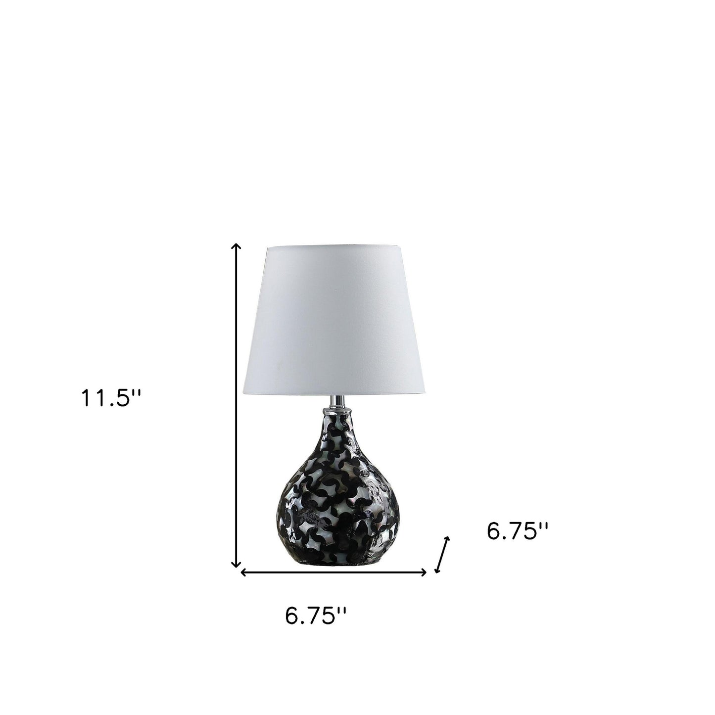 12" Black Table Lamp With White Globe Shade