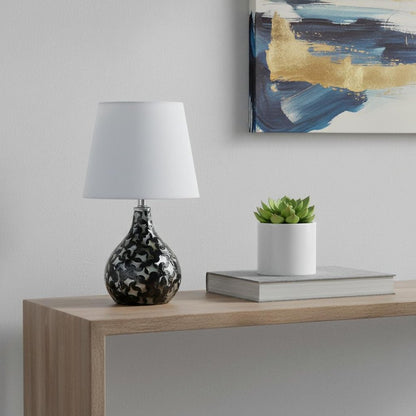 12" Black Table Lamp With White Globe Shade HomeRoots
