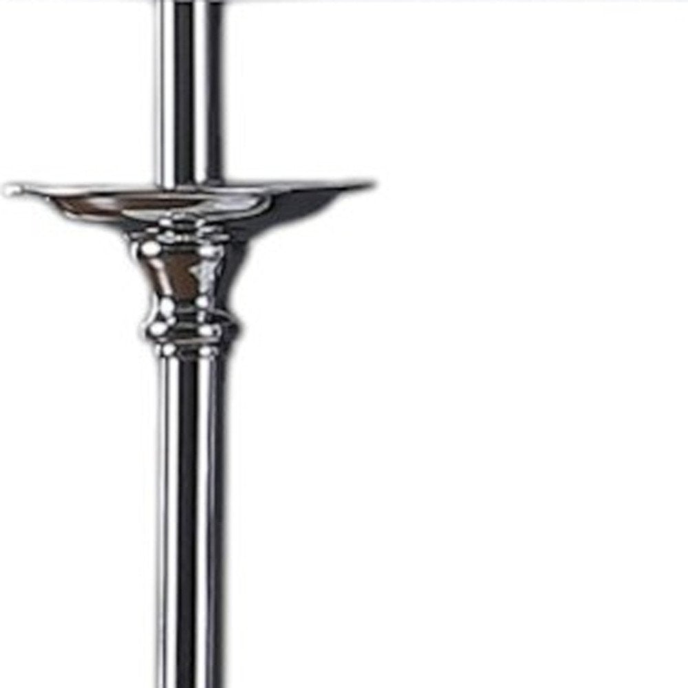 26" Silver Metal And Faux Crystal Table Lamp With White Cylinder Shade HomeRoots