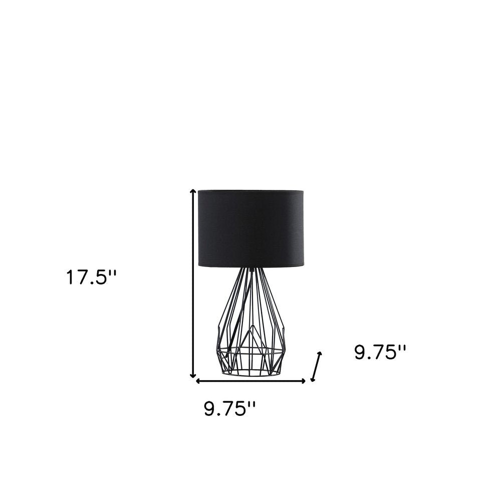 18” Asymmetric Black Cage Metal Table Lamp HomeRoots
