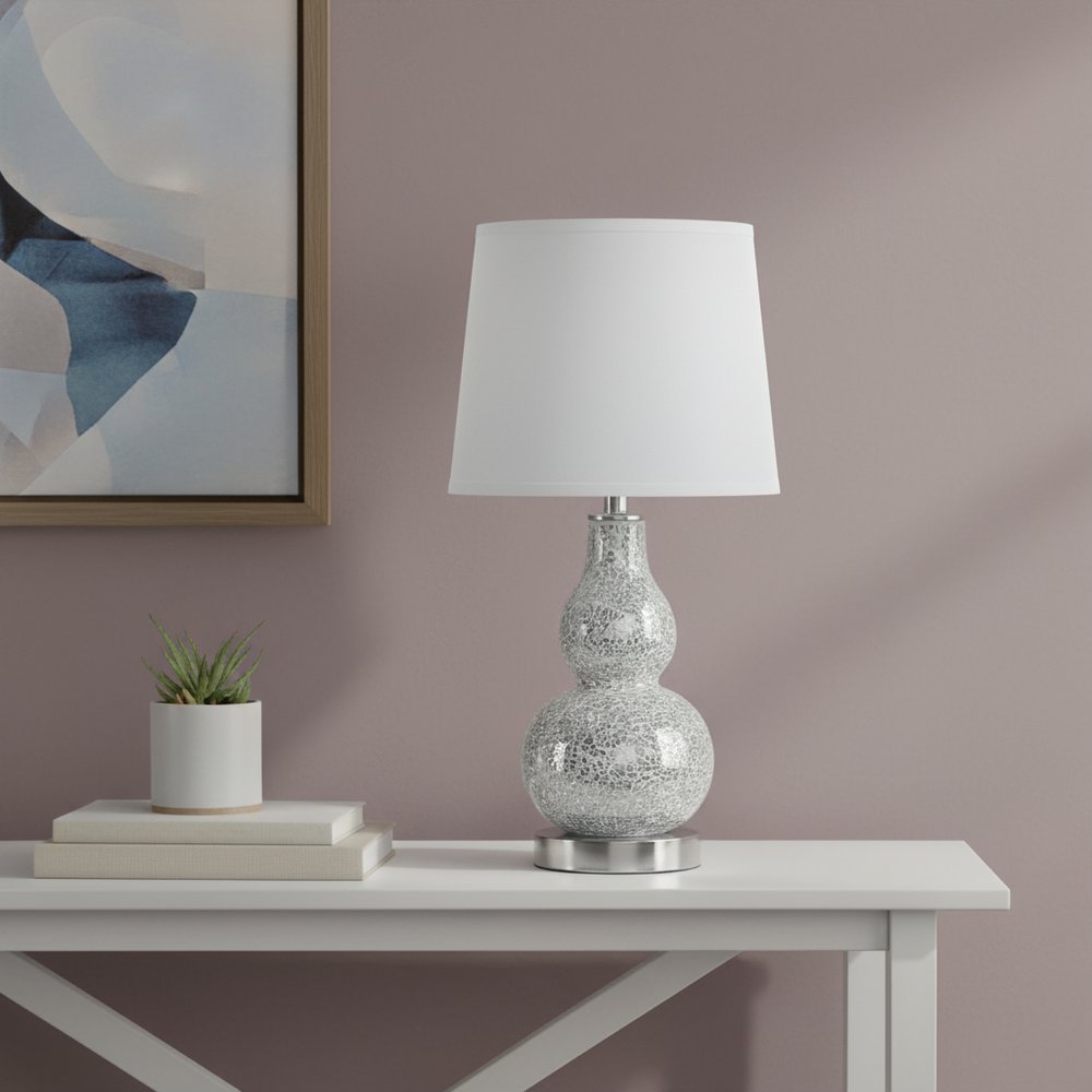 20" White Table Lamp With White Globe Shade — view 4