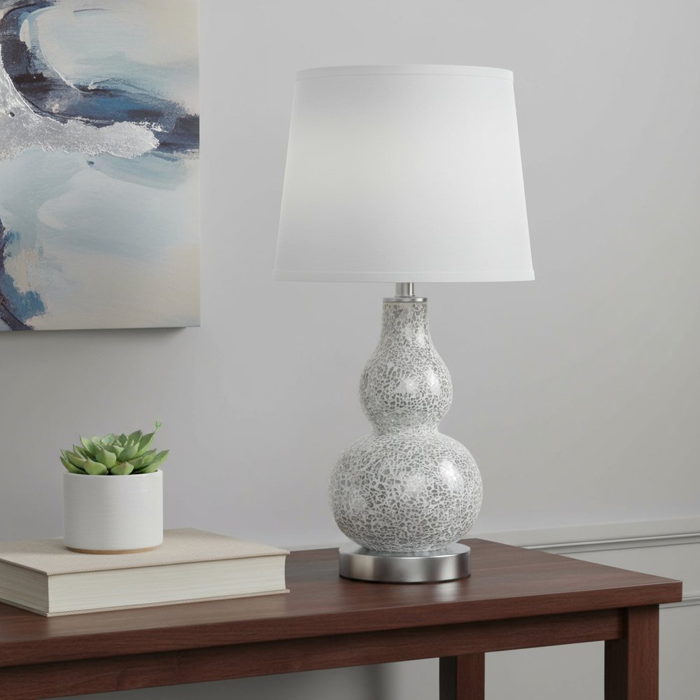 20" White Table Lamp With White Globe Shade — view 5