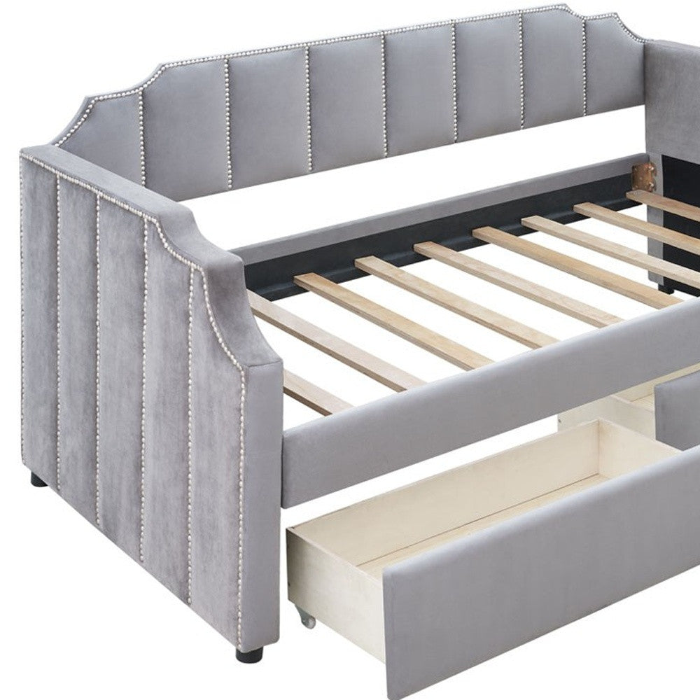 Twin Gray Upholstered Polyester Blend Bed