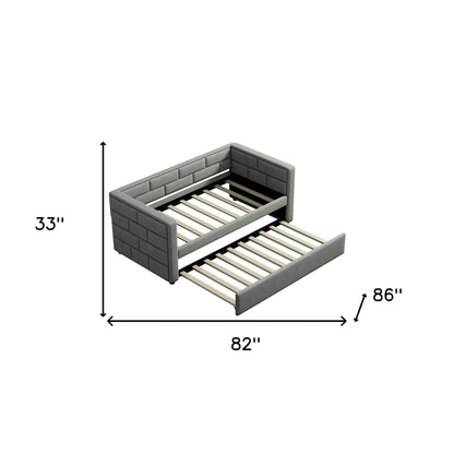 Twin Gray Upholstered Polyester Blend Bed With Trundle