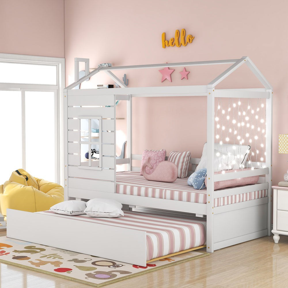 White Twin Bed with Trundle