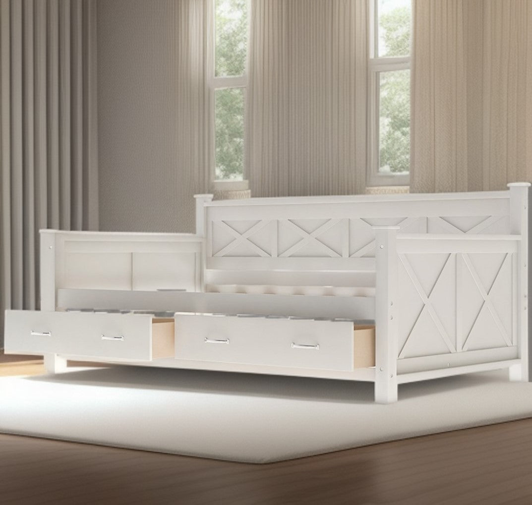 White Twin Two Drawers Bed