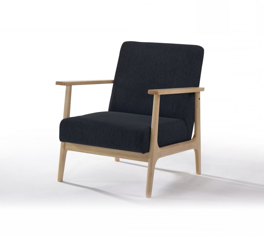 24" Black And Brown Upholstered Arm Chair — view 2