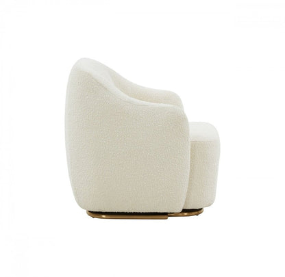 30" Off White And Gold Upholstered Swivel Arm Chair HomeRoots