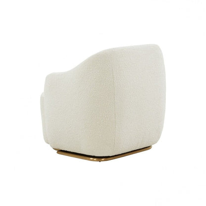 30" Off White And Gold Upholstered Swivel Arm Chair HomeRoots