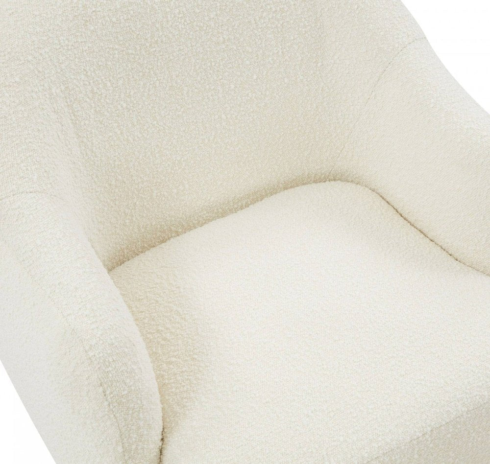 30" Off White And Gold Upholstered Swivel Arm Chair HomeRoots