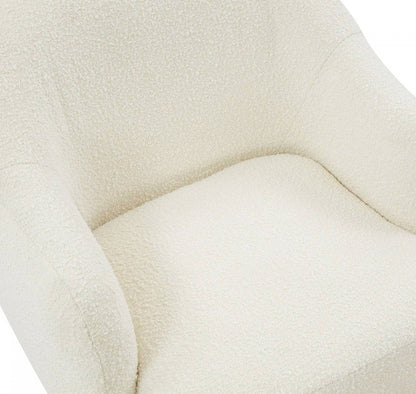 30" Off White And Gold Upholstered Swivel Arm Chair HomeRoots
