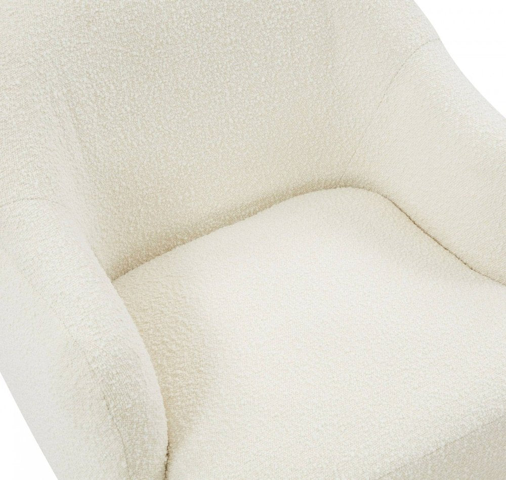 30" Off White And Gold Upholstered Swivel Arm Chair HomeRoots