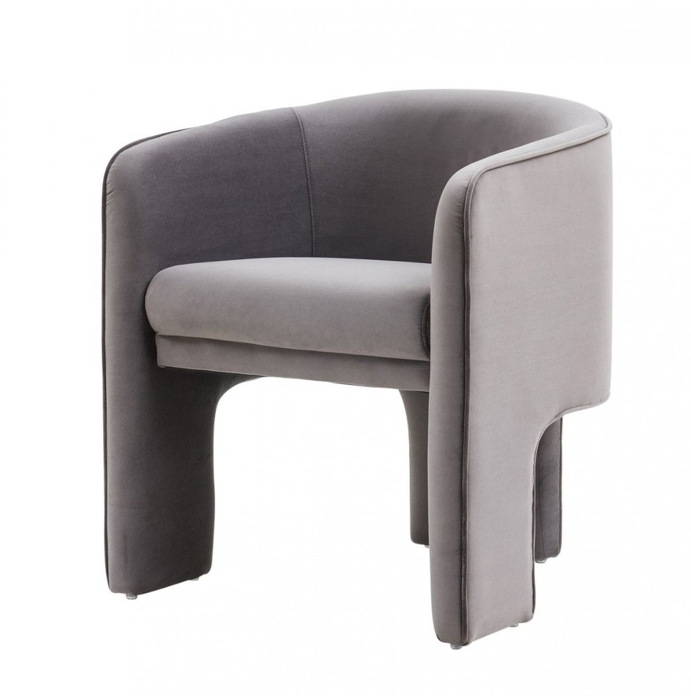 24" Dark Slate Gray Velvet Barrel Chair HomeRoots