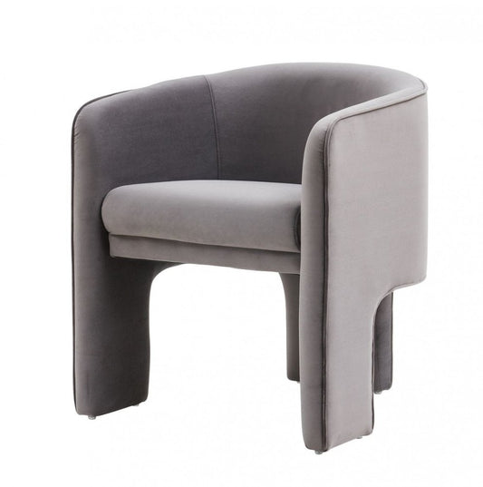 24" Dark Slate Gray Velvet Barrel Chair HomeRoots