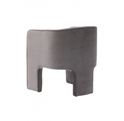 24" Dark Slate Gray Velvet Barrel Chair HomeRoots