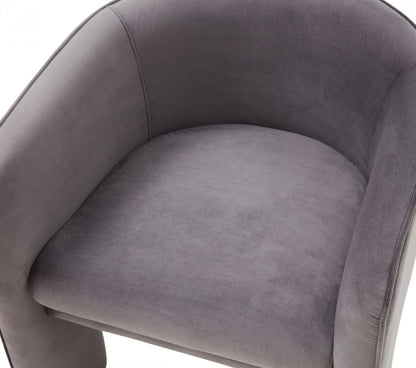 28" Contemporary Dark Gray Velvet Three Legged Chair