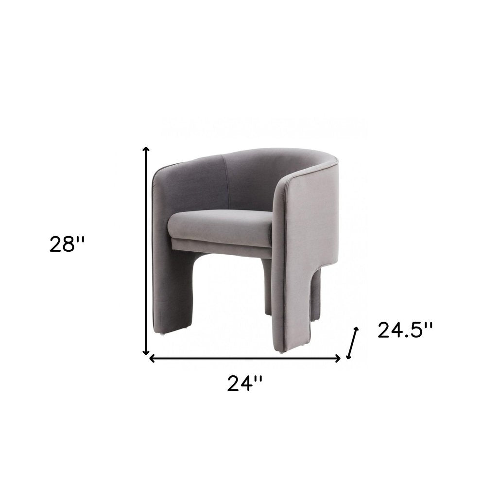 24" Dark Slate Gray Velvet Barrel Chair HomeRoots